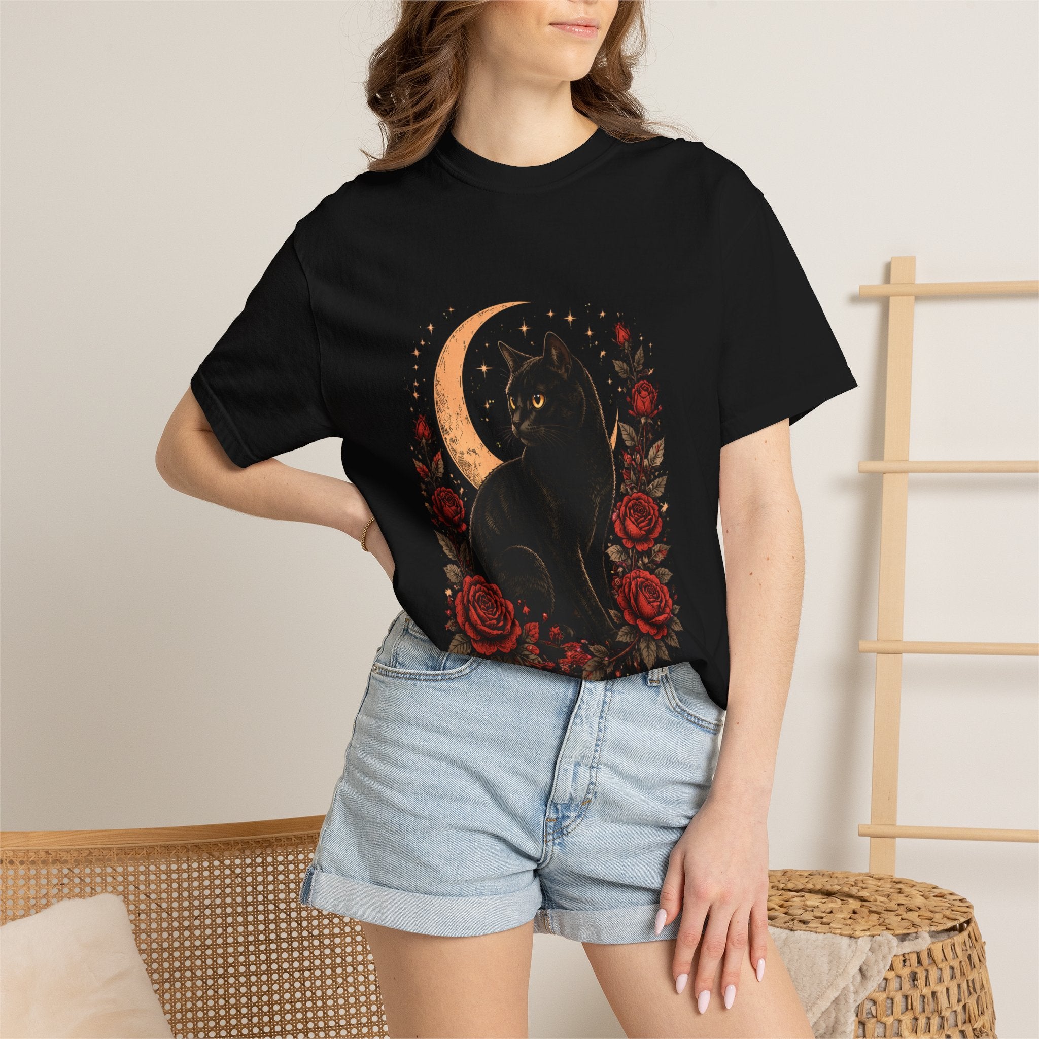 Black Cat & Crescent Moon Tee