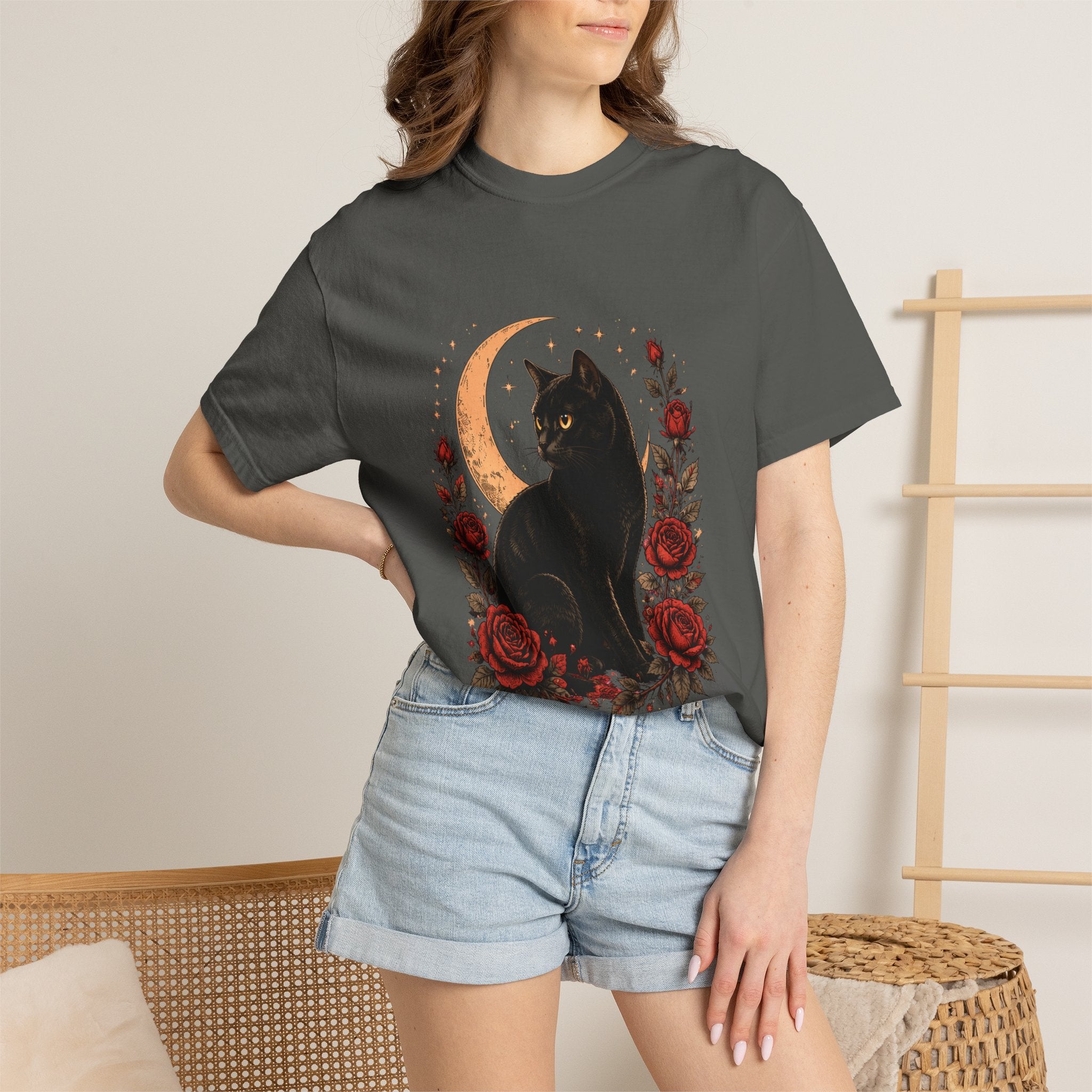 Black Cat & Crescent Moon Tee
